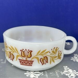 Glasbake J-2711 Soup Mug Potted Flower Design